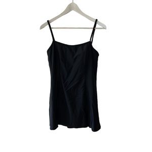 Vintage Sears Tradition Modest Black One Piece Skirted Swimsuit Size 12 Retro